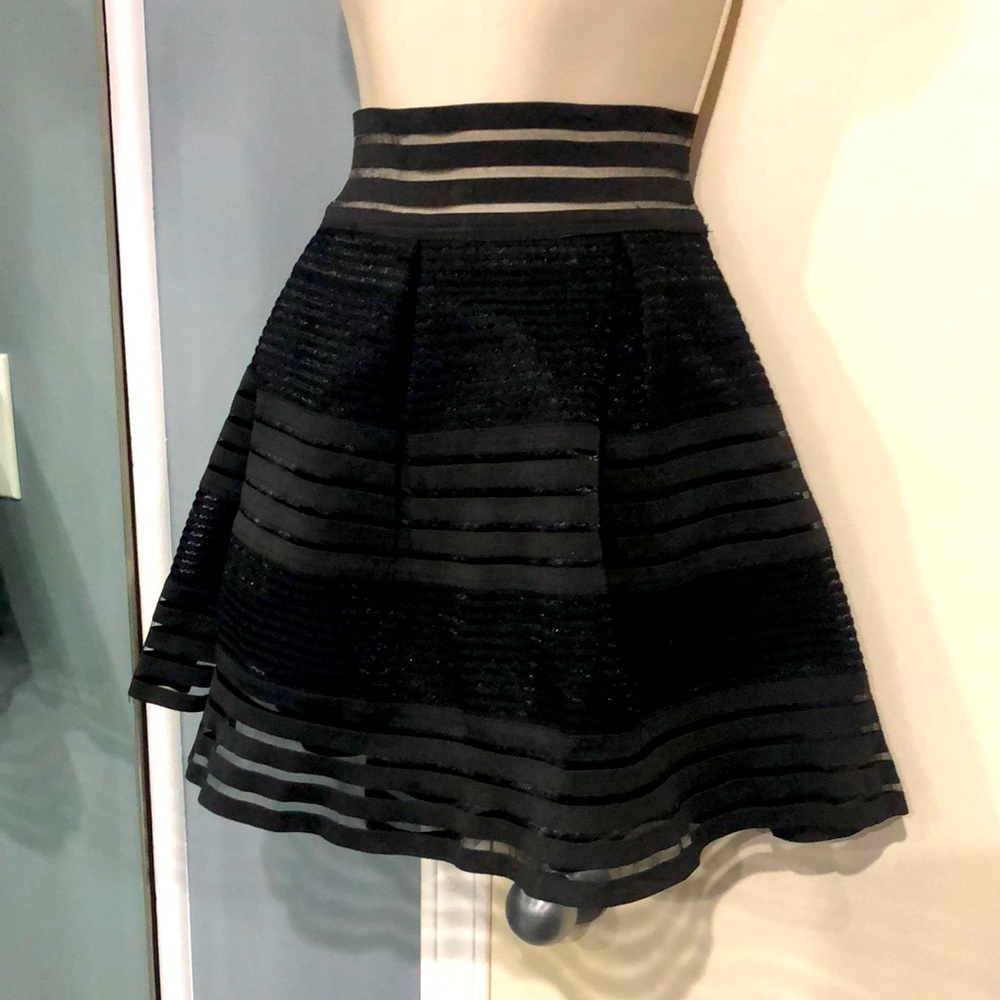 ANGL Black Pleated Mini Skirt Stripes All Around - Picture 8 of 12